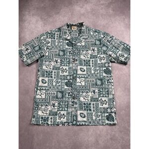 Royal Creations Shirt Mens Medium Hawaiian Aloha Floral Tiki Print Hawaii Casual